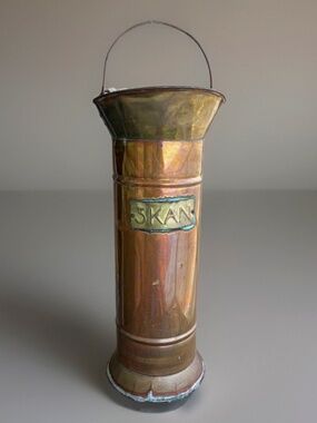 Vintage Copper Brass 5KAN Coal Scuttle Bucket Delft Handle Umbrella Stand Patina